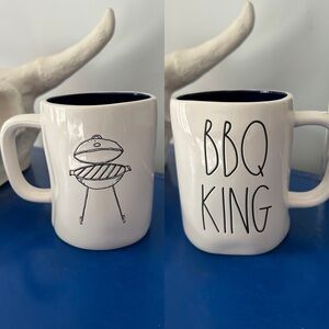 Rae Dunn White and Dark Blue BBQ King Grill Double Sided Mug
